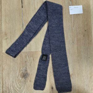 Private Club Heathered Navy Wool Knit Tie Vintage Skinny USA